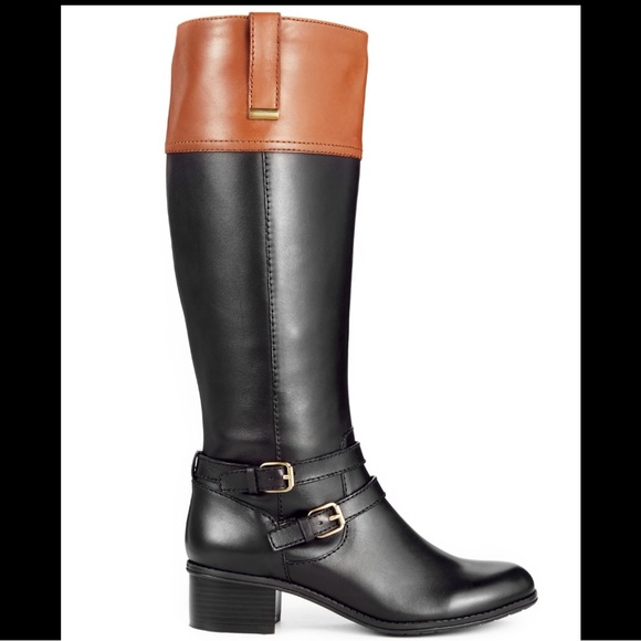 Bandolino Shoes - Bandolino Black and Cognac Tall Riding Boots 8.5